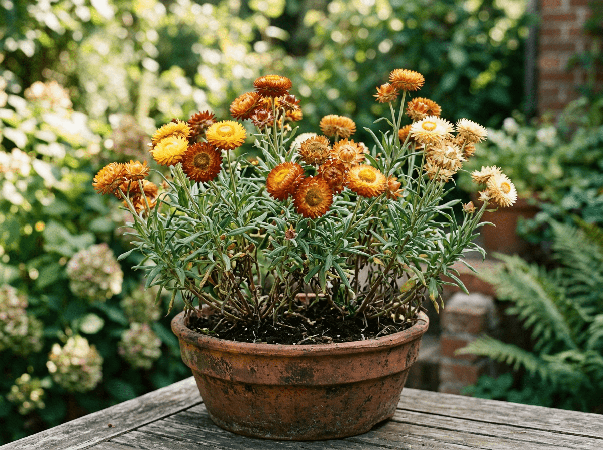 Evighedsblomster frø i krukker