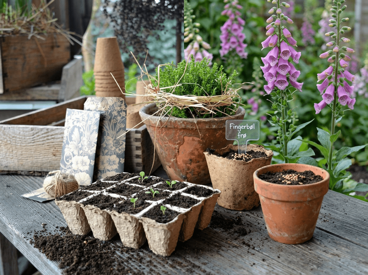 Fingerbøl frø i krukker