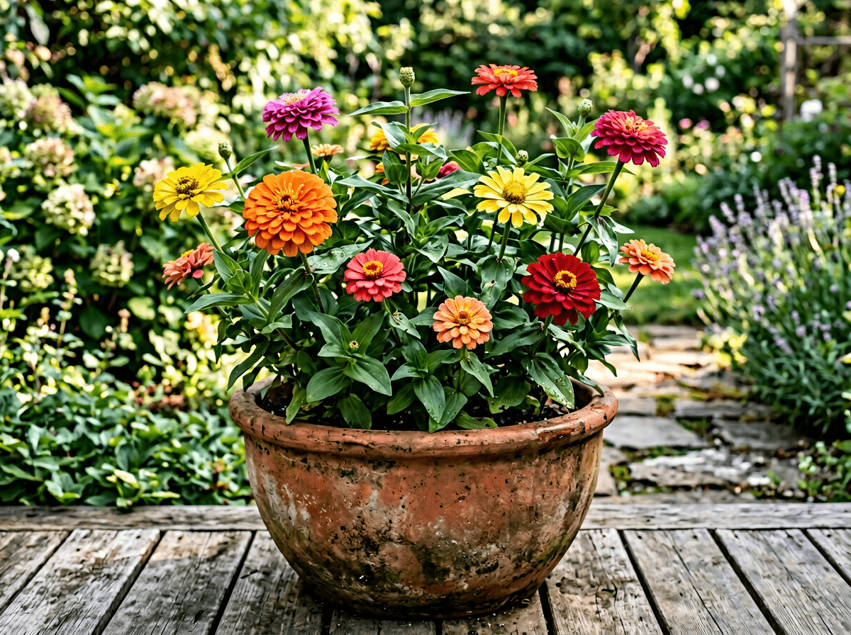 Zinnia frø i krukker