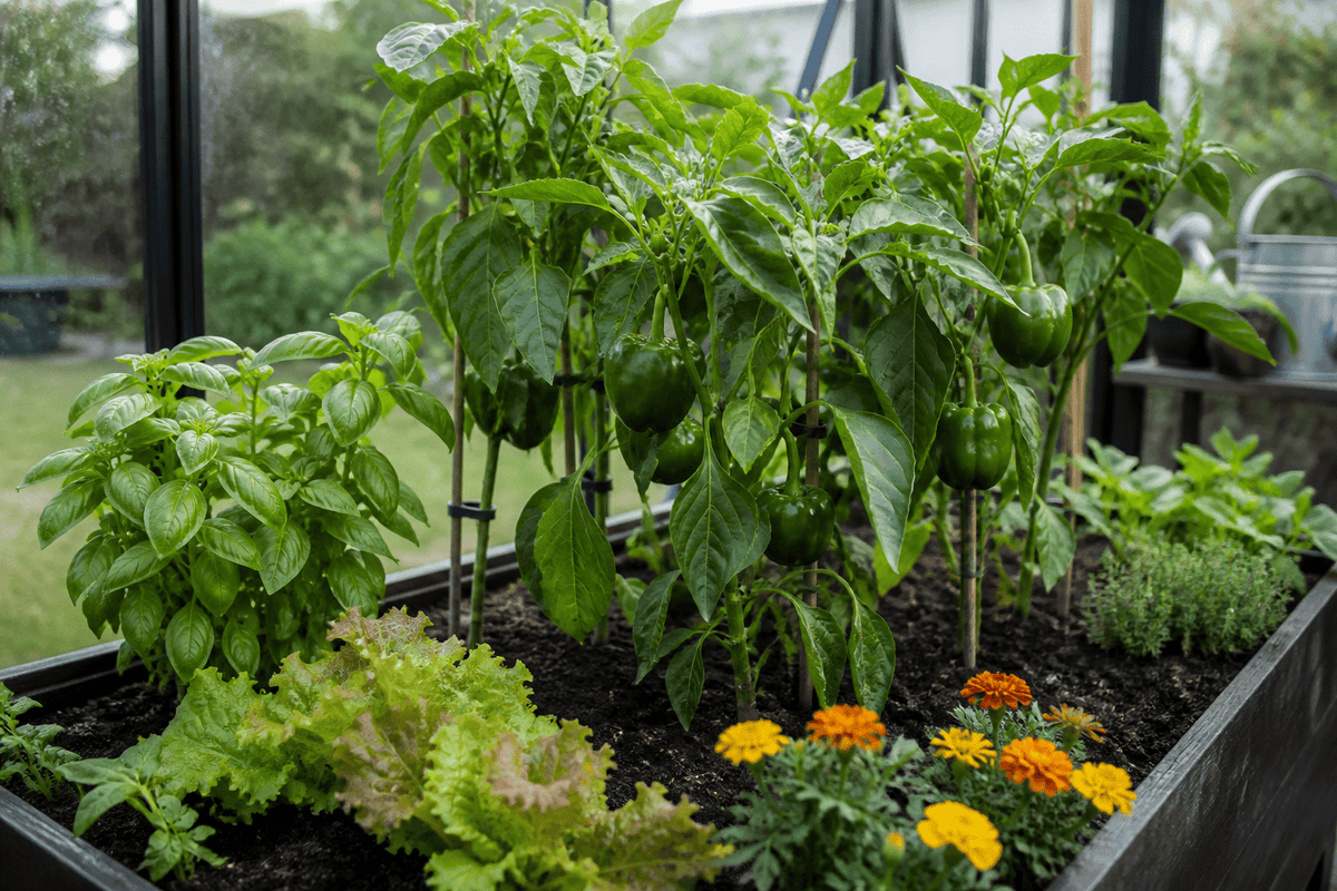 Hvad kan man plante sammen med peberfrugt?