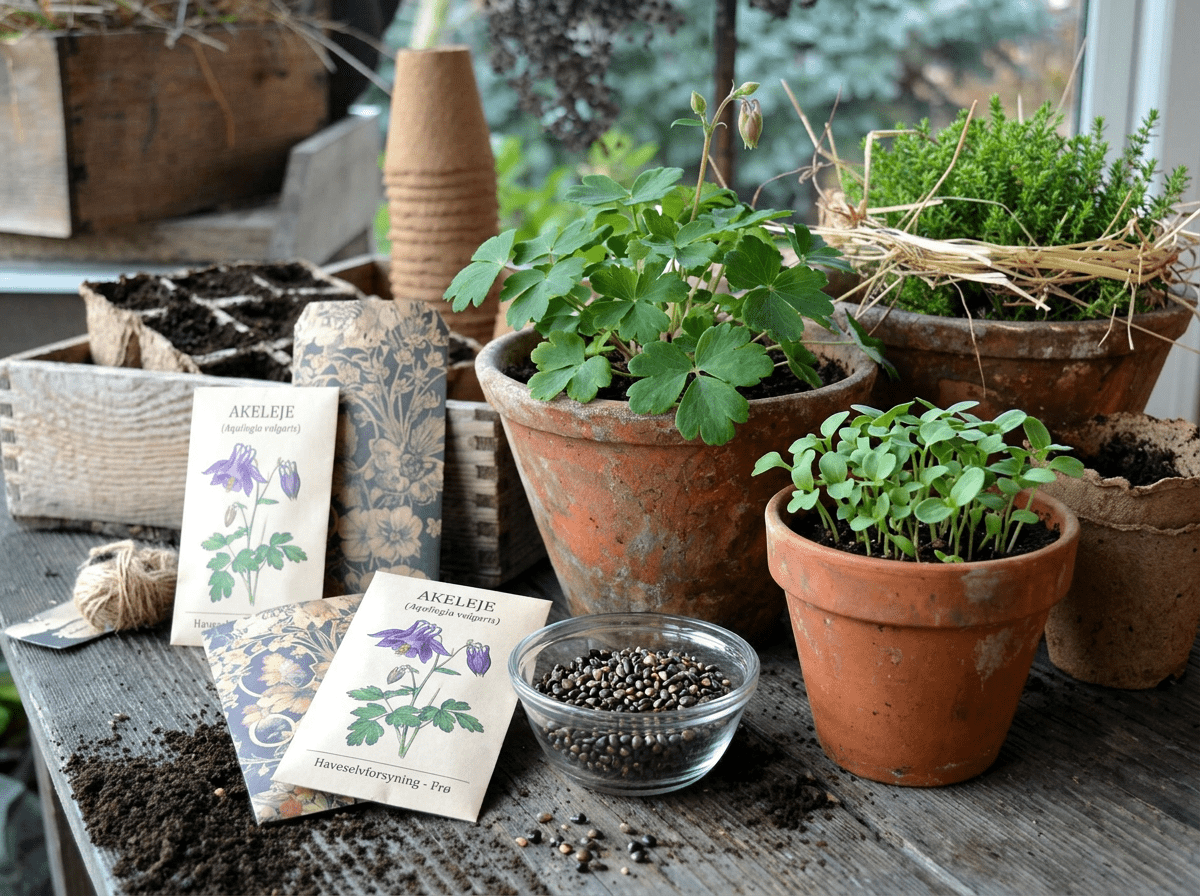 akelejer frø i krukker