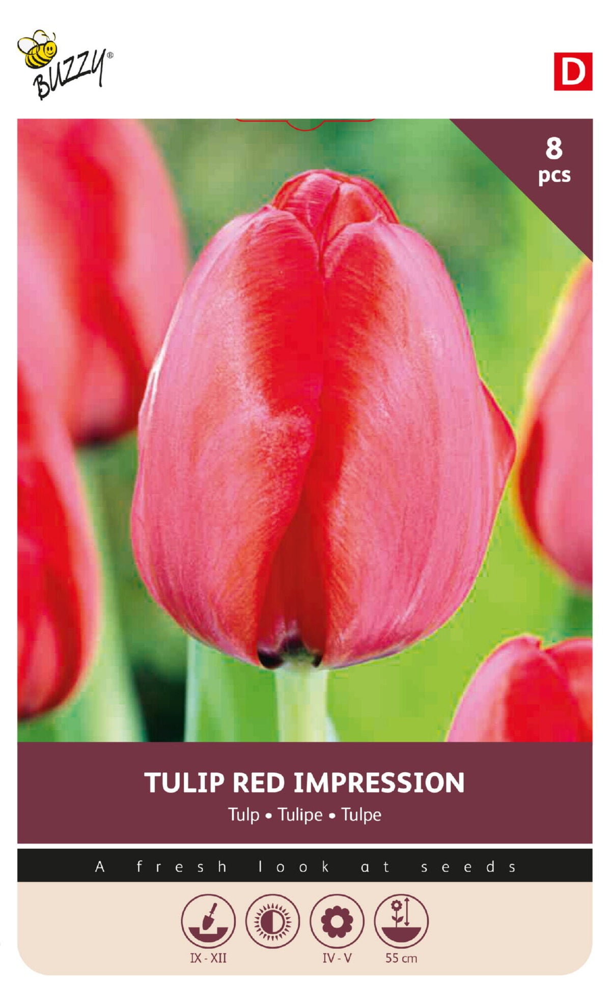 Tulipan 'Red Impression' 12/+ cm – 8 løg
