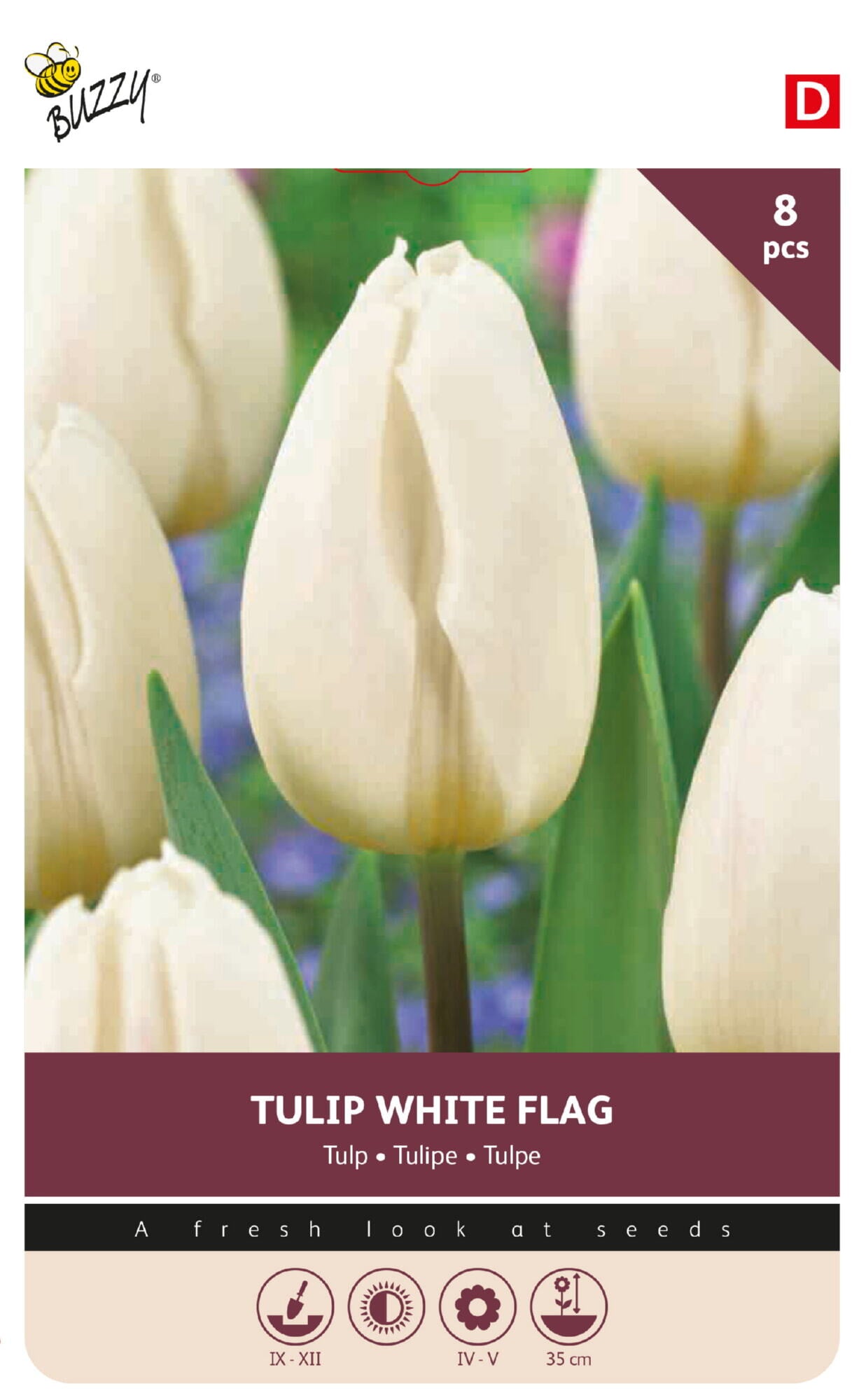 Tulipan 'White Flag' 11/12 cm – 8 løg