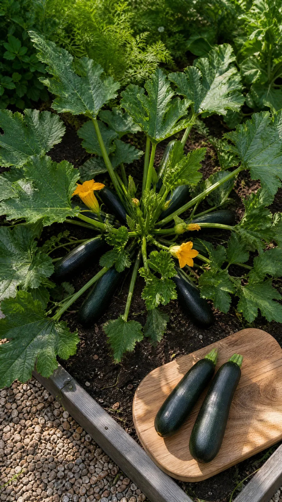 Sommersquash 'Black Beauty' frø – foto af grøntsagsplanten