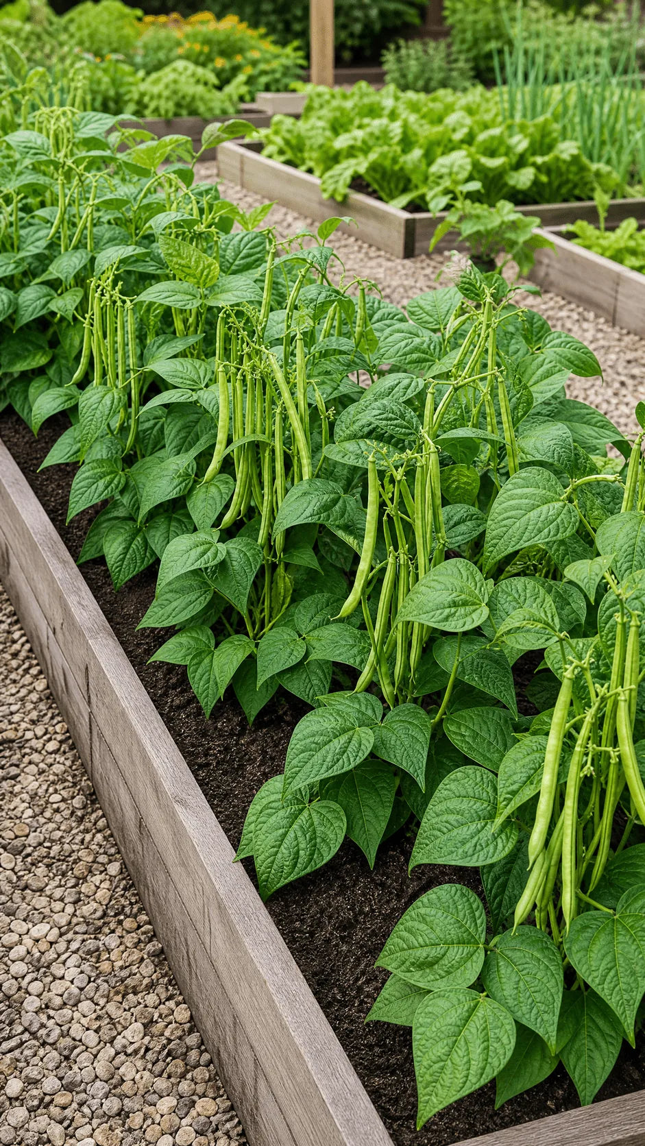 Buskbønne 'Maxi' frø – foto af bønneplanten med grønne bælge
