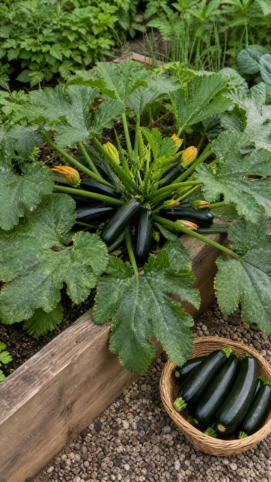 Sommersquash 'Black Beauty' frø – foto af grøntsagsplanten